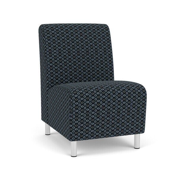 Siena Lounge Reception Armless Guest Chair, Brushed Steel, RS Night Sky Upholstery, Lesro, Mfr#: SN1102